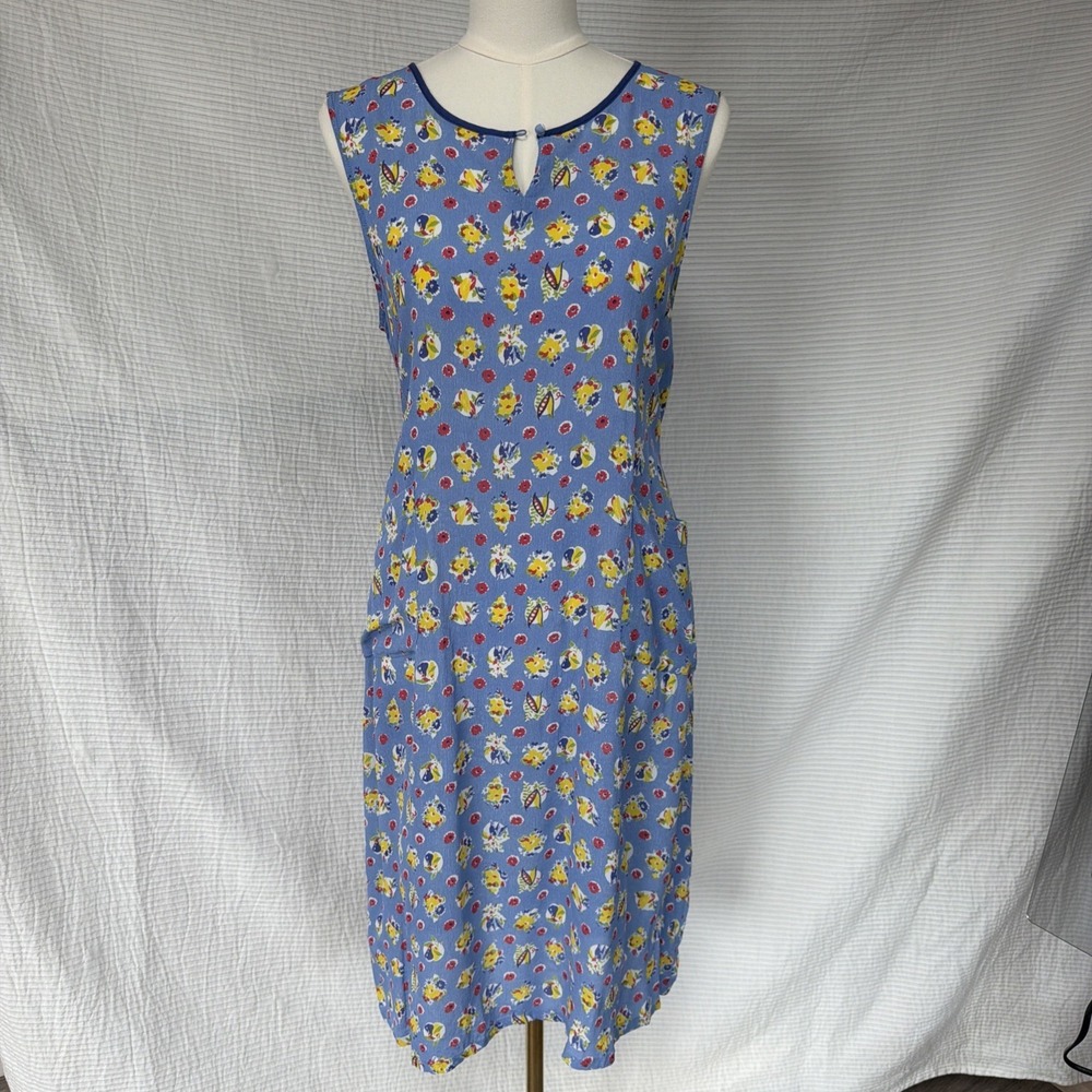 April Cornell Midi Dress Women S Blue Floral Print Gauze Sundress Sleeveless